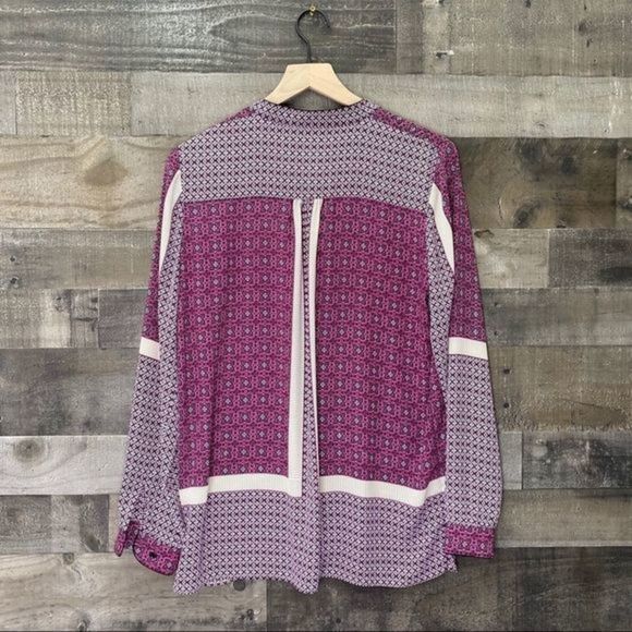 NYDJ Scarf Print Split Neck Blouse - Picture 3 of 13